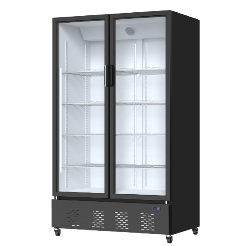 2 Door Glass Display Fridge (Black) | Flomatic Industries Upright Chillers & Freezers